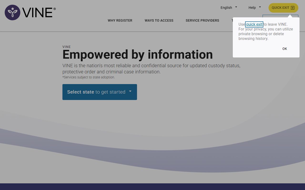 King County inmate search VINELink custody notification