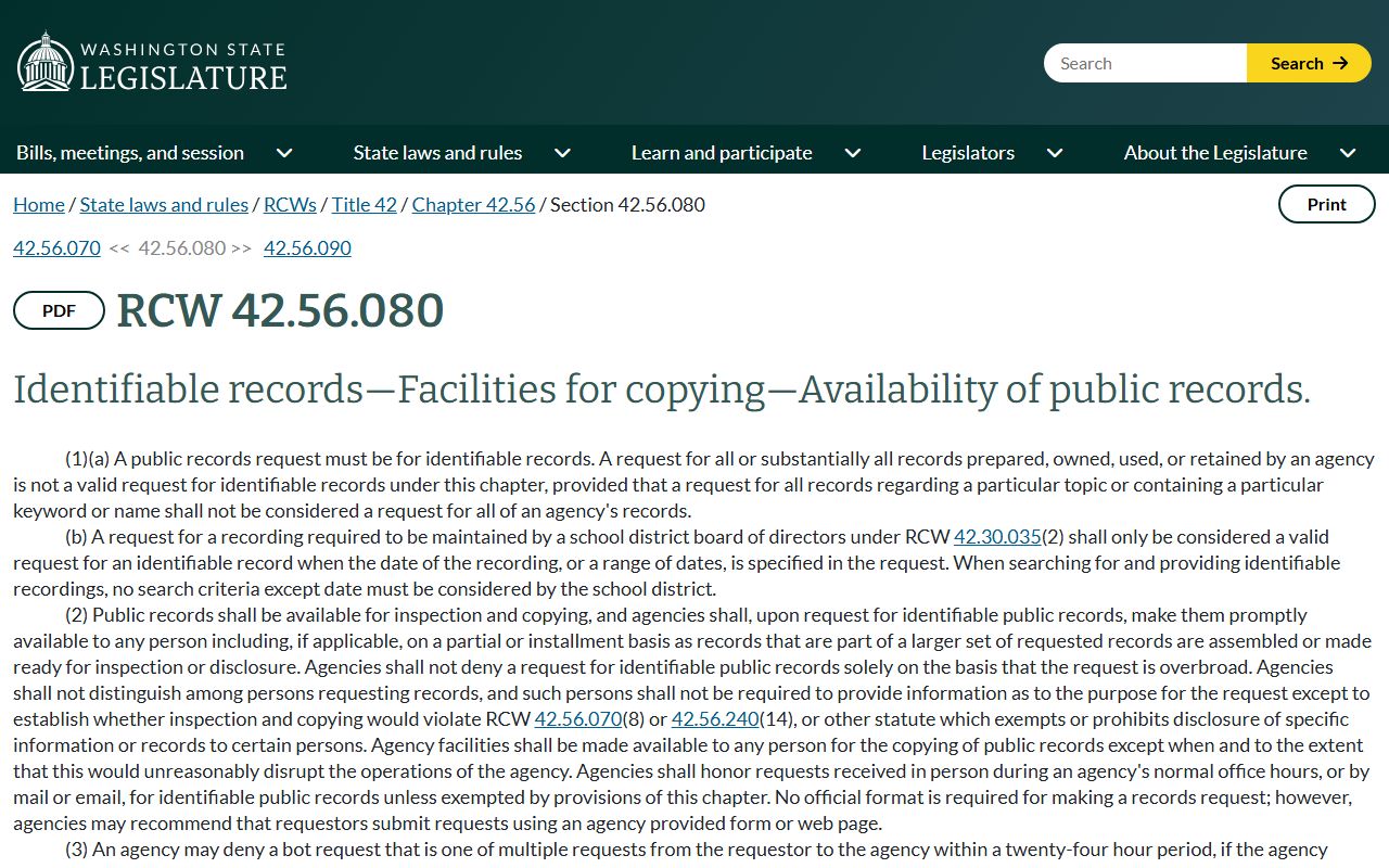 King County public records identifiable records rule