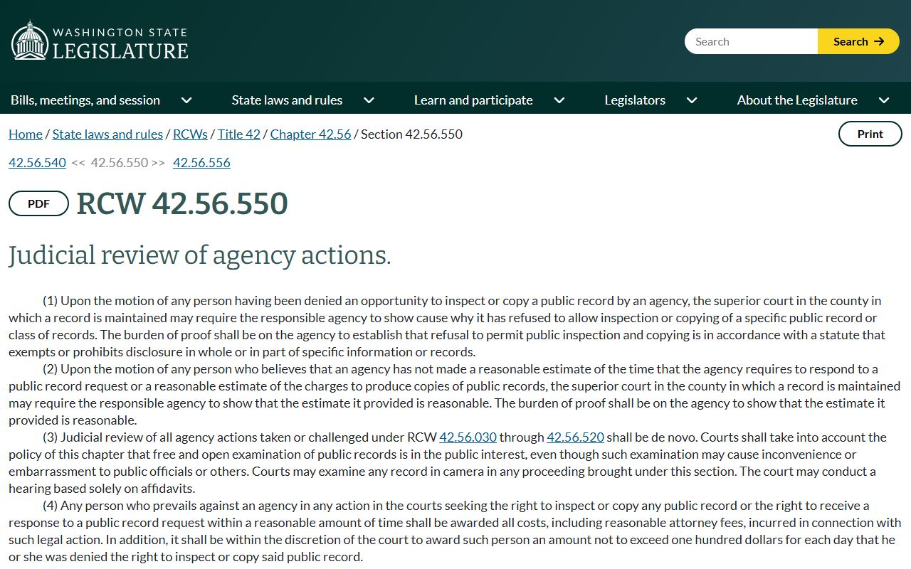King County public records PRA judicial review statute
