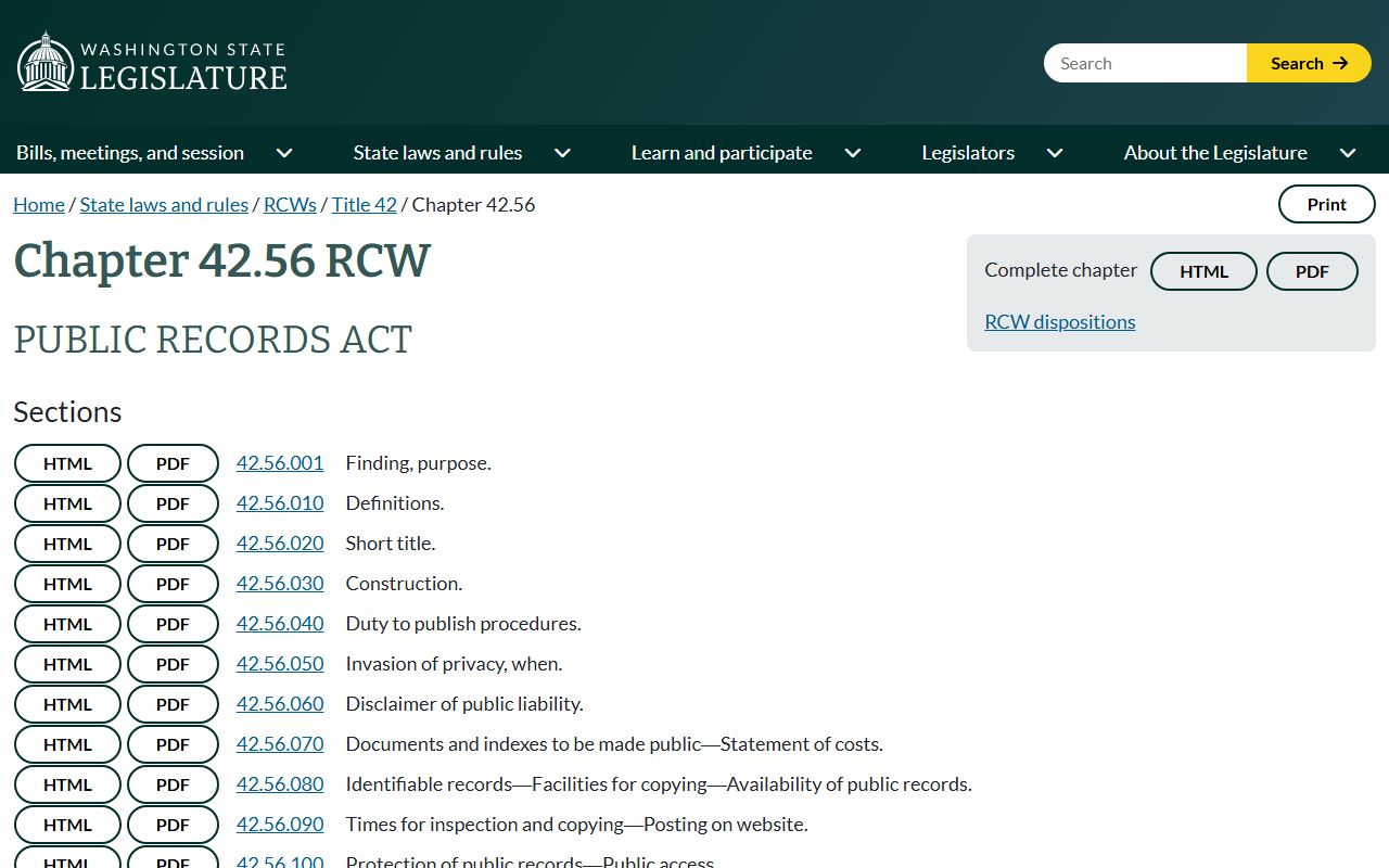 King County public records Washington Public Records Act