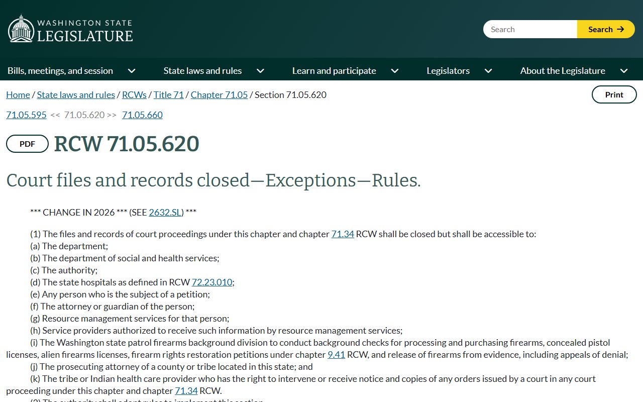 King County court records mental health treatment confidentiality statute