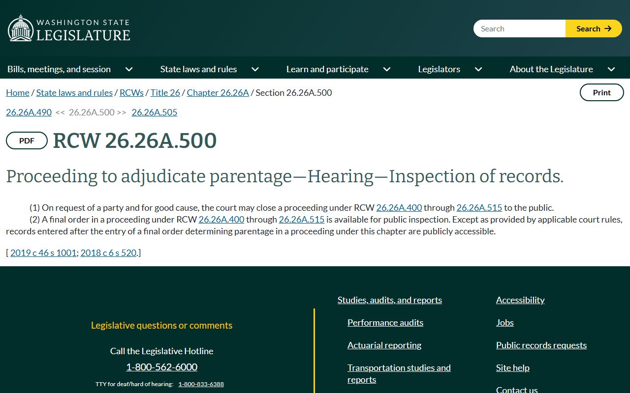 King County marriage records parentage confidentiality statute