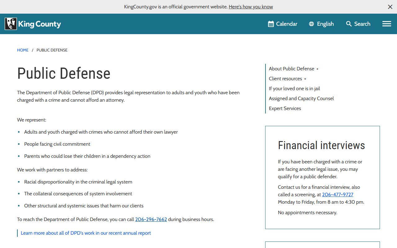 King County Department of Public Defense court records resources