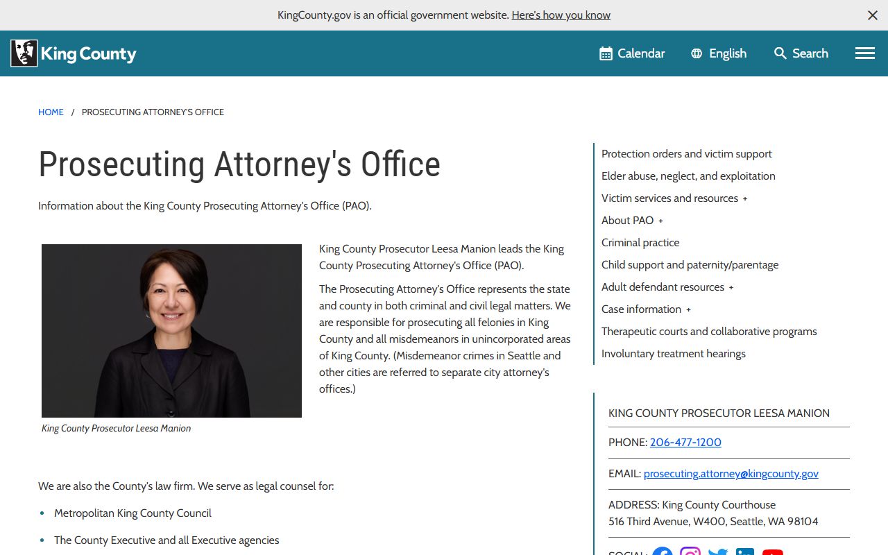 King County Prosecuting Attorney court records page